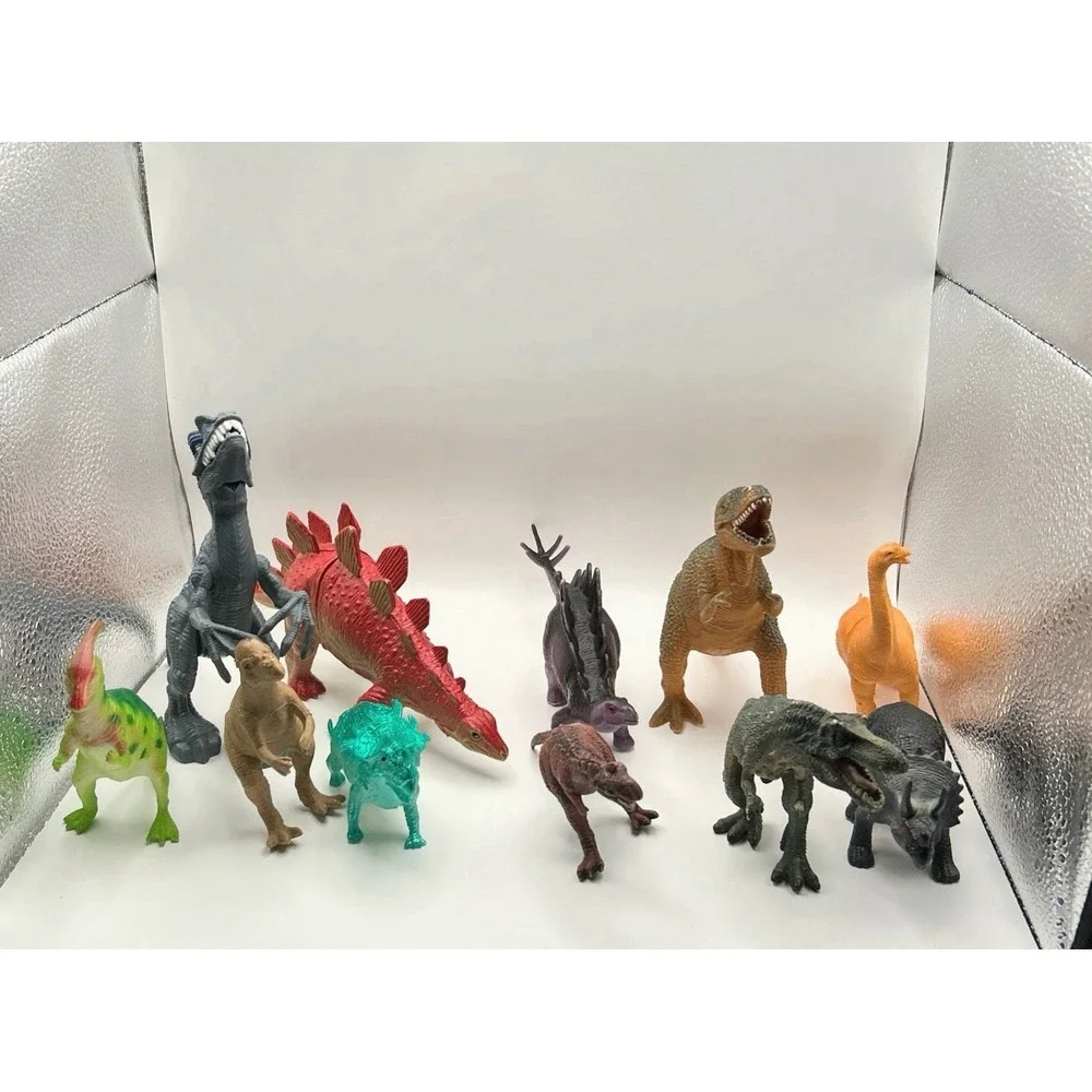 11 Pc Dinosaur Toy Lot T-Rex Raptor Triceratops Stegosaurus Kids Figures